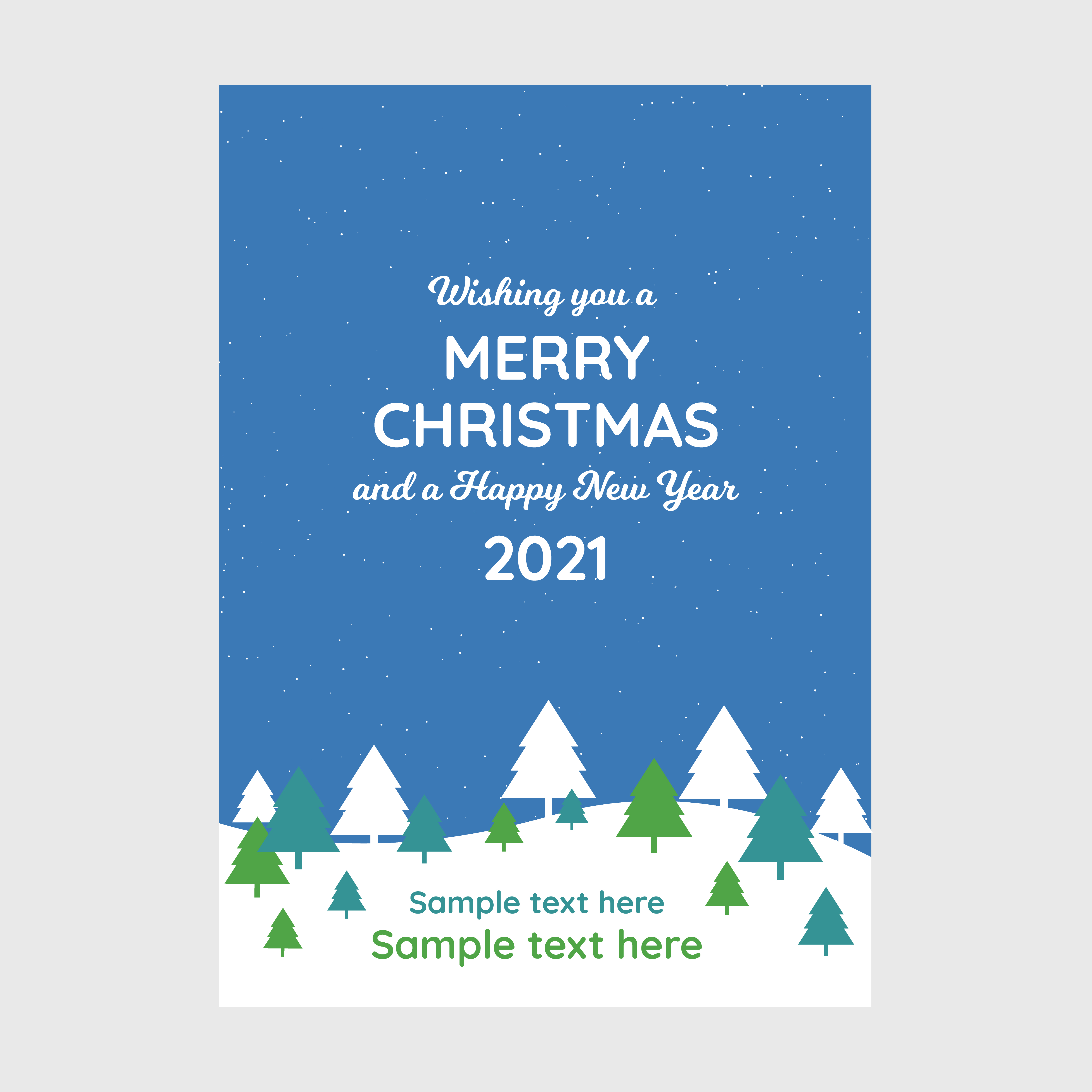 Blue Merry Christmas card design. Business Christmas greeting card