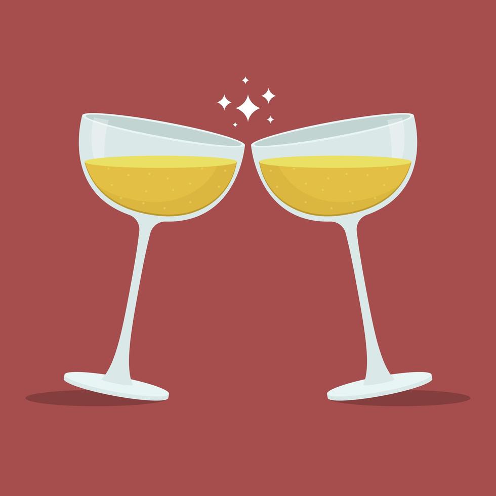 Champagne toast glasses vector design illustration
