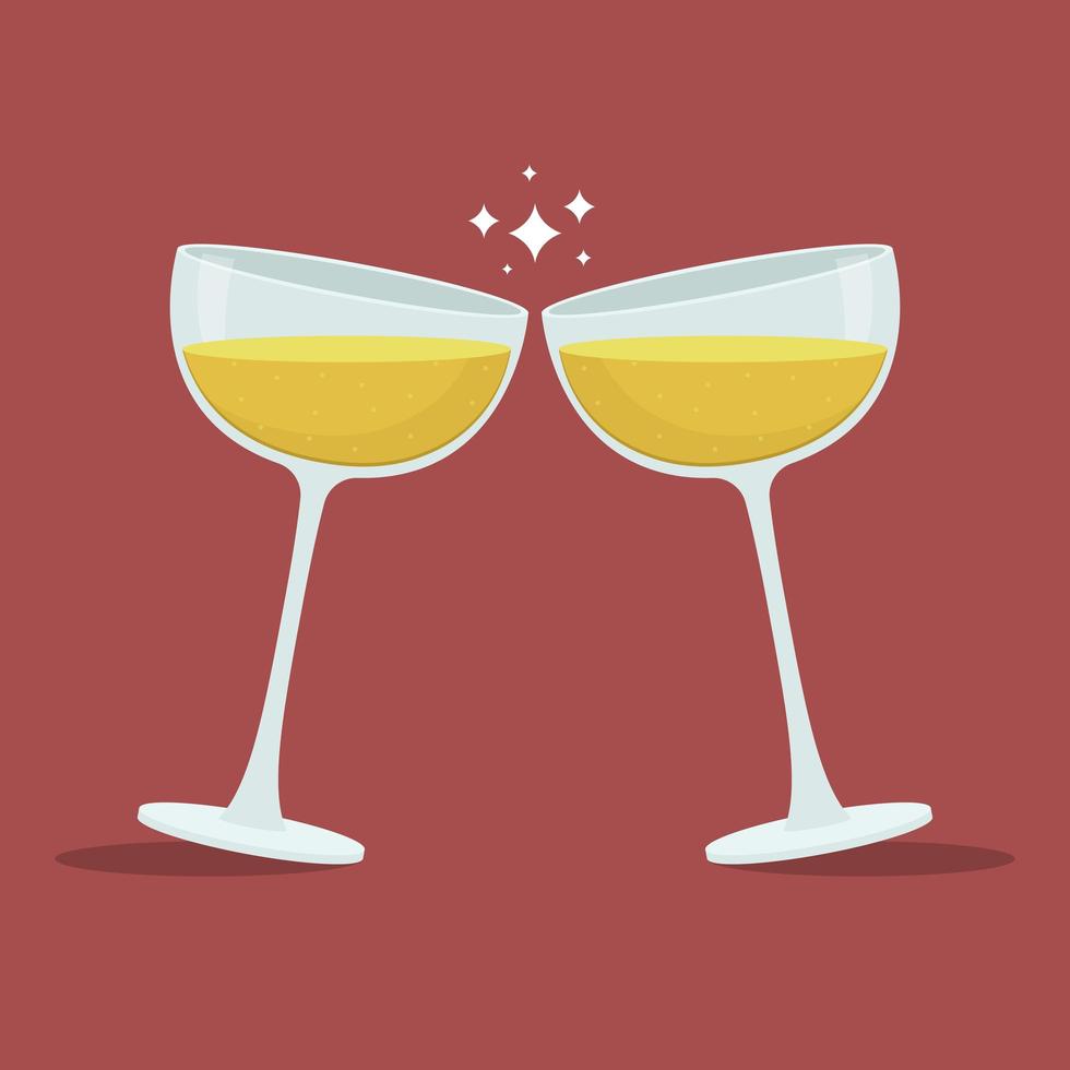 Champagne toast glasses vector design illustration