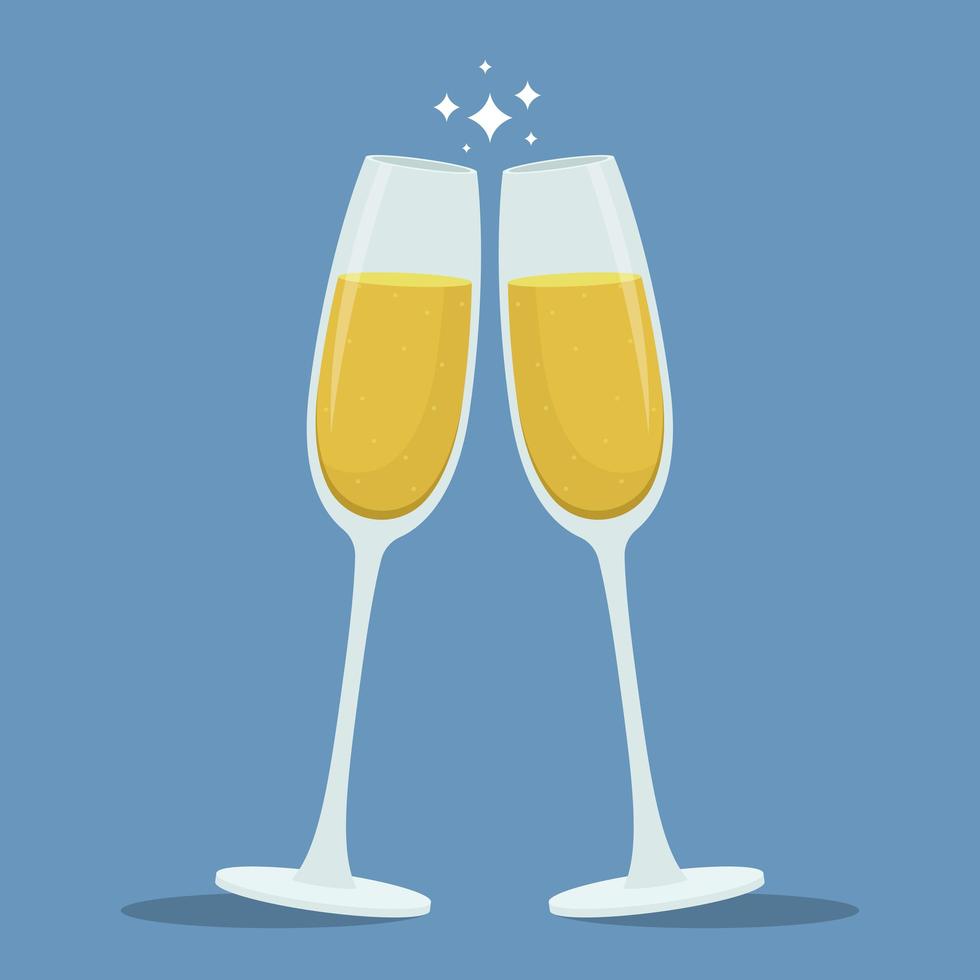 Champagne toast glasses vector design illustration
