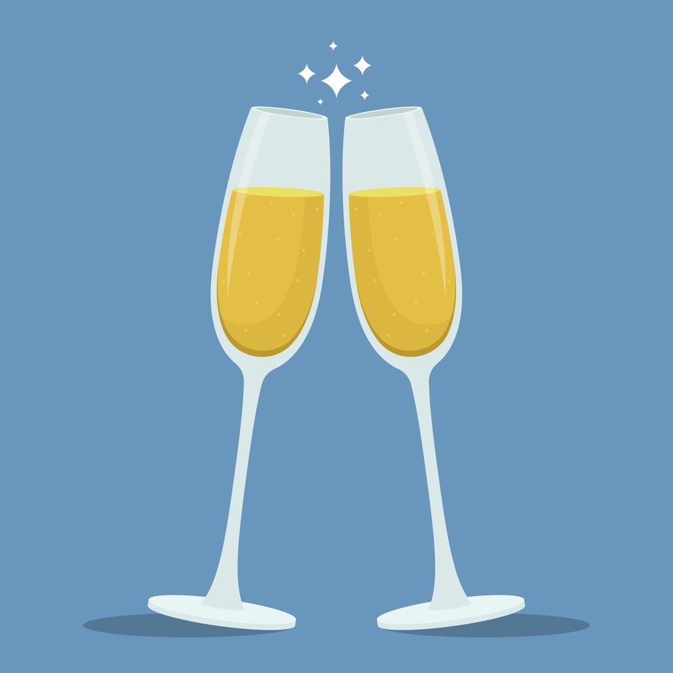 Champagne toast glasses vector design illustration