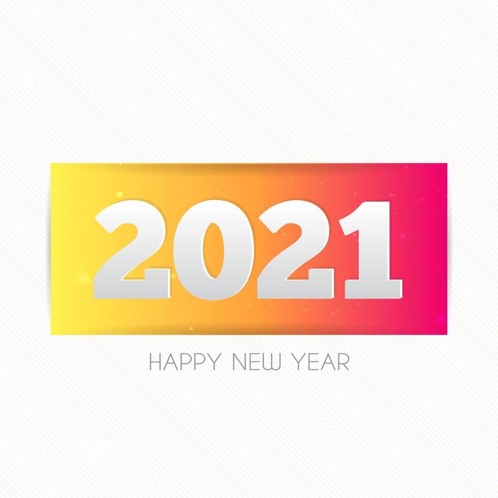 Diseño de feliz año nuevo 2021 con texto sobre fondo blanco. vector