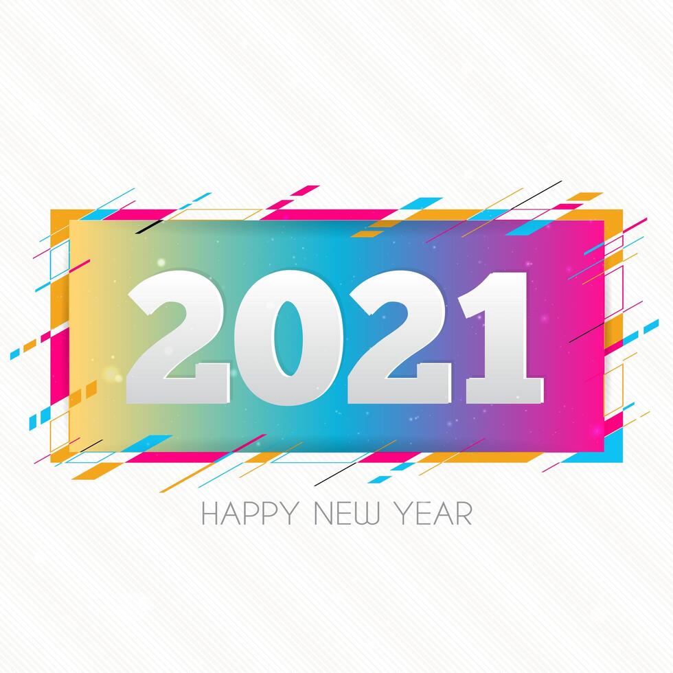 Tarjeta de diseño creativo feliz año nuevo 2021 sobre fondo moderno vector