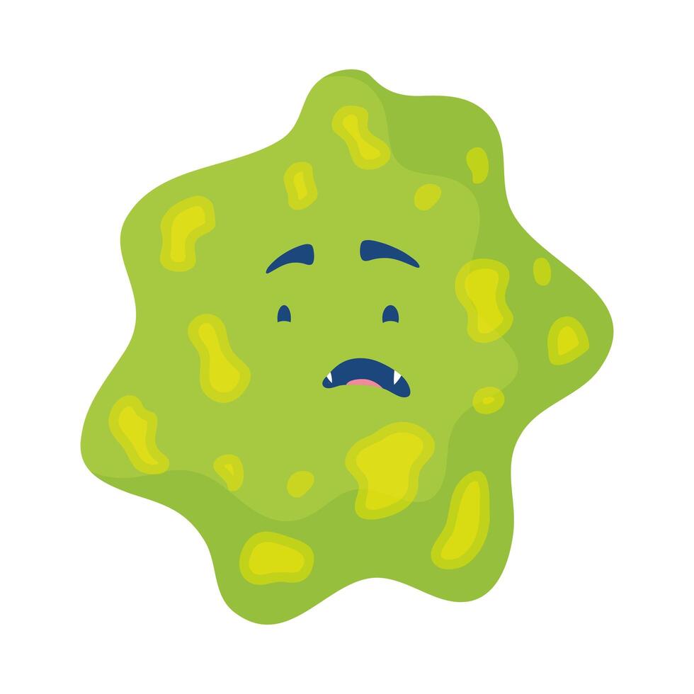 Icono aislado de personaje cómico de bacteria vector