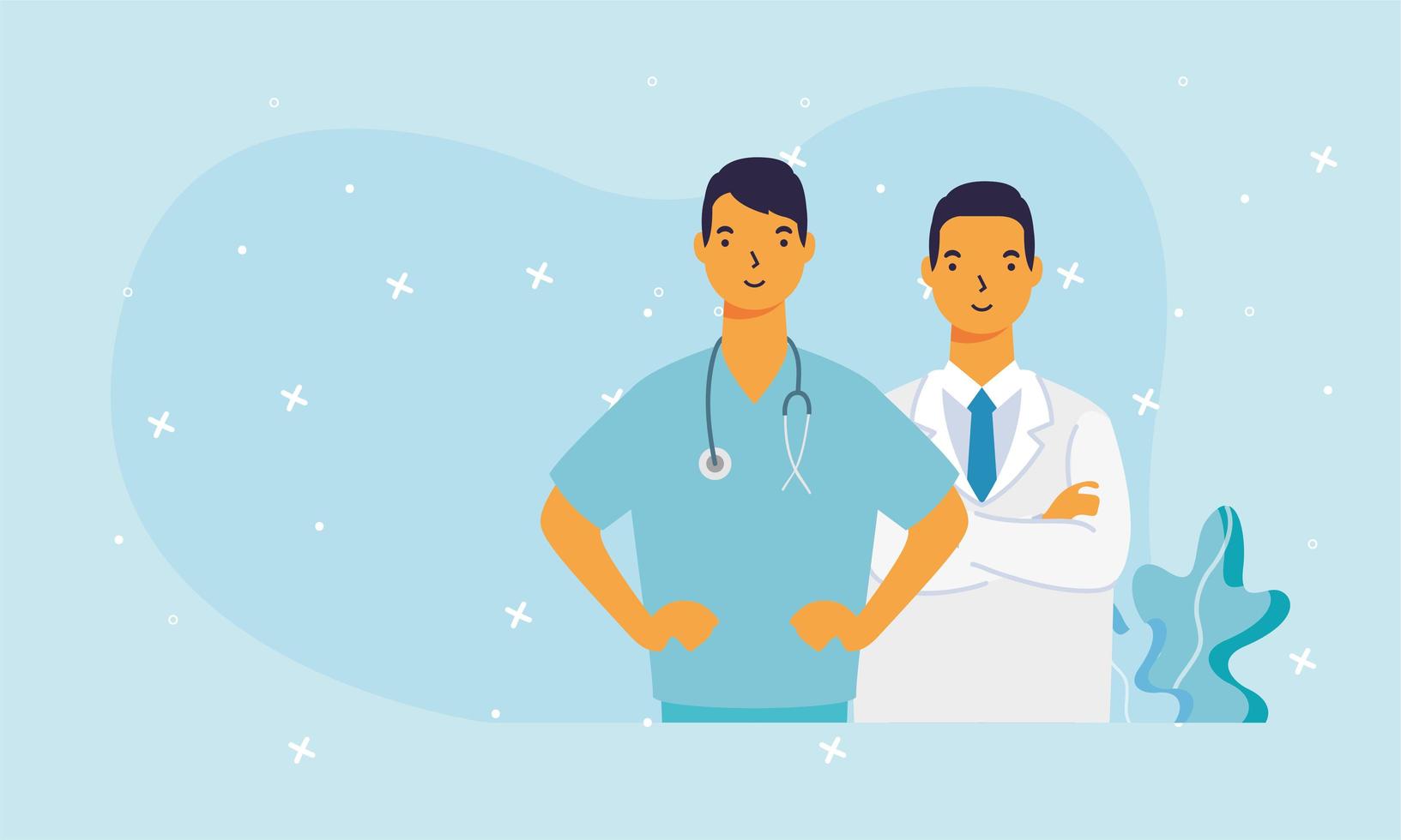 male doctors with uniforms vector design