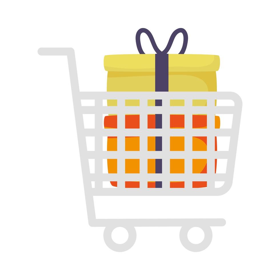 shopping cart marketing with gifts vector