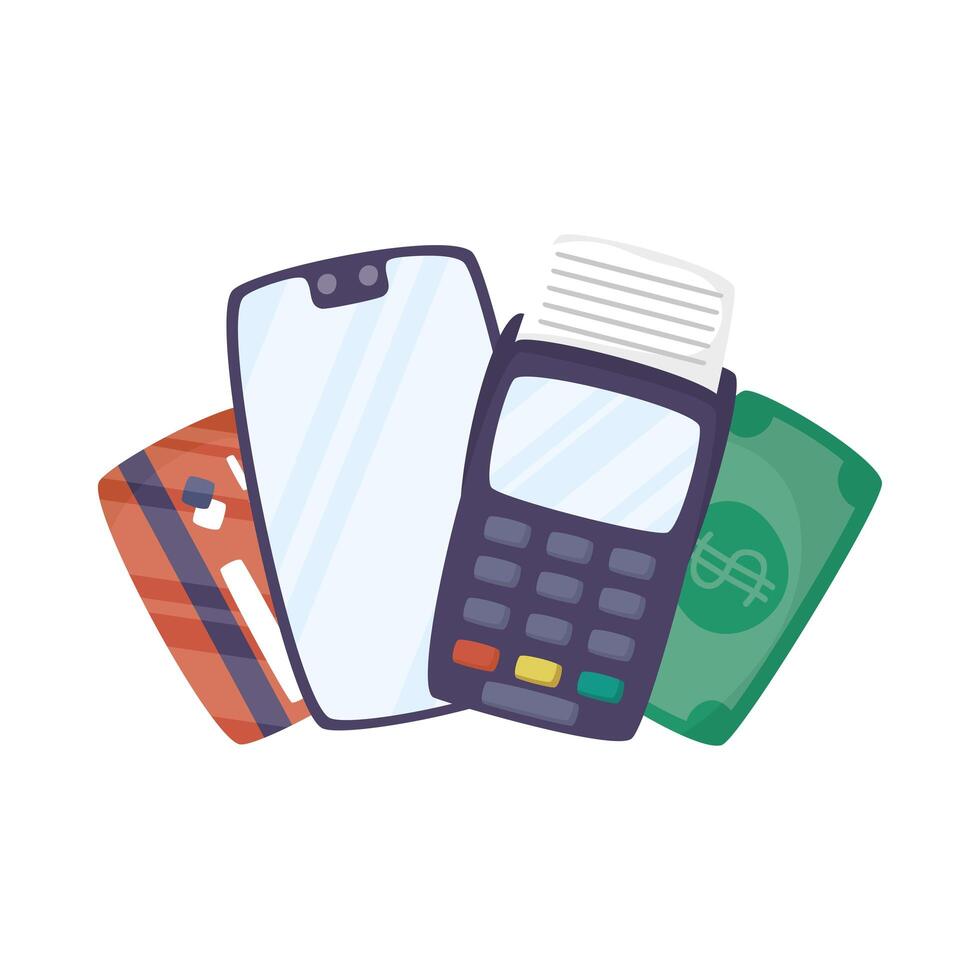 smartphone with voucher and credit card vector