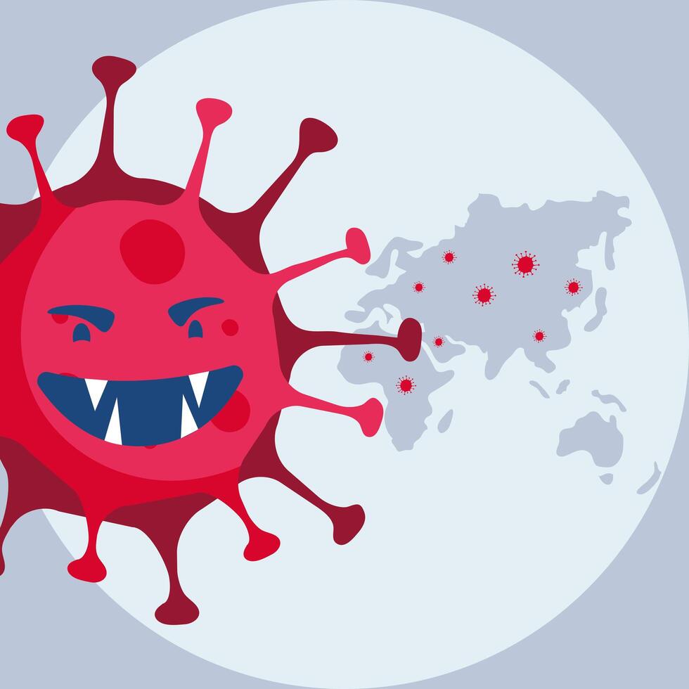 covid19 pandemic particle with world planet earth vector