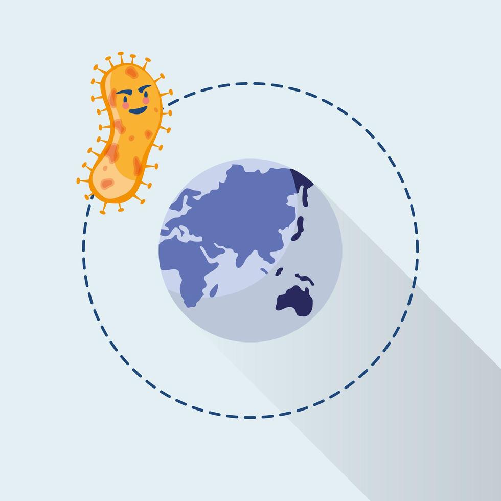 partícula pandémica covid19 con mundo planeta tierra vector