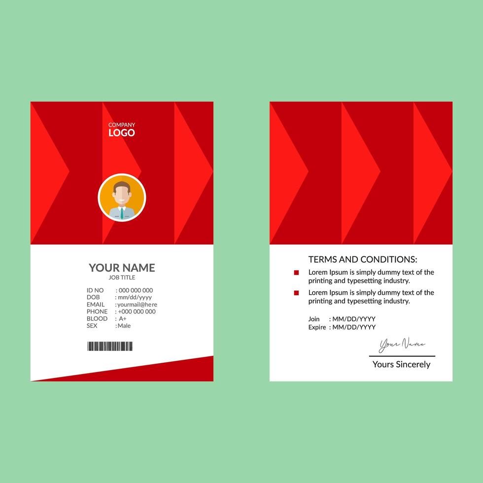 Red Elegant ID Card Design Template vector
