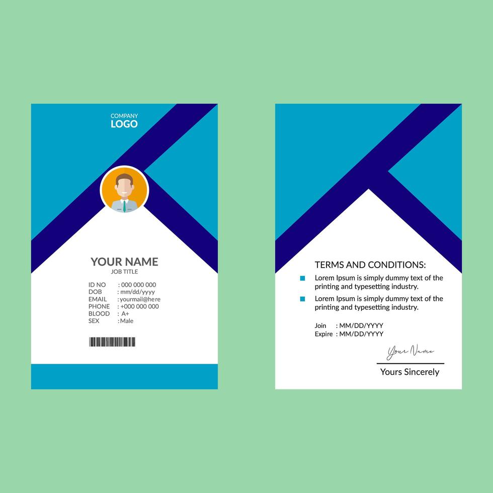 Blue Elegant ID Card Design Template vector