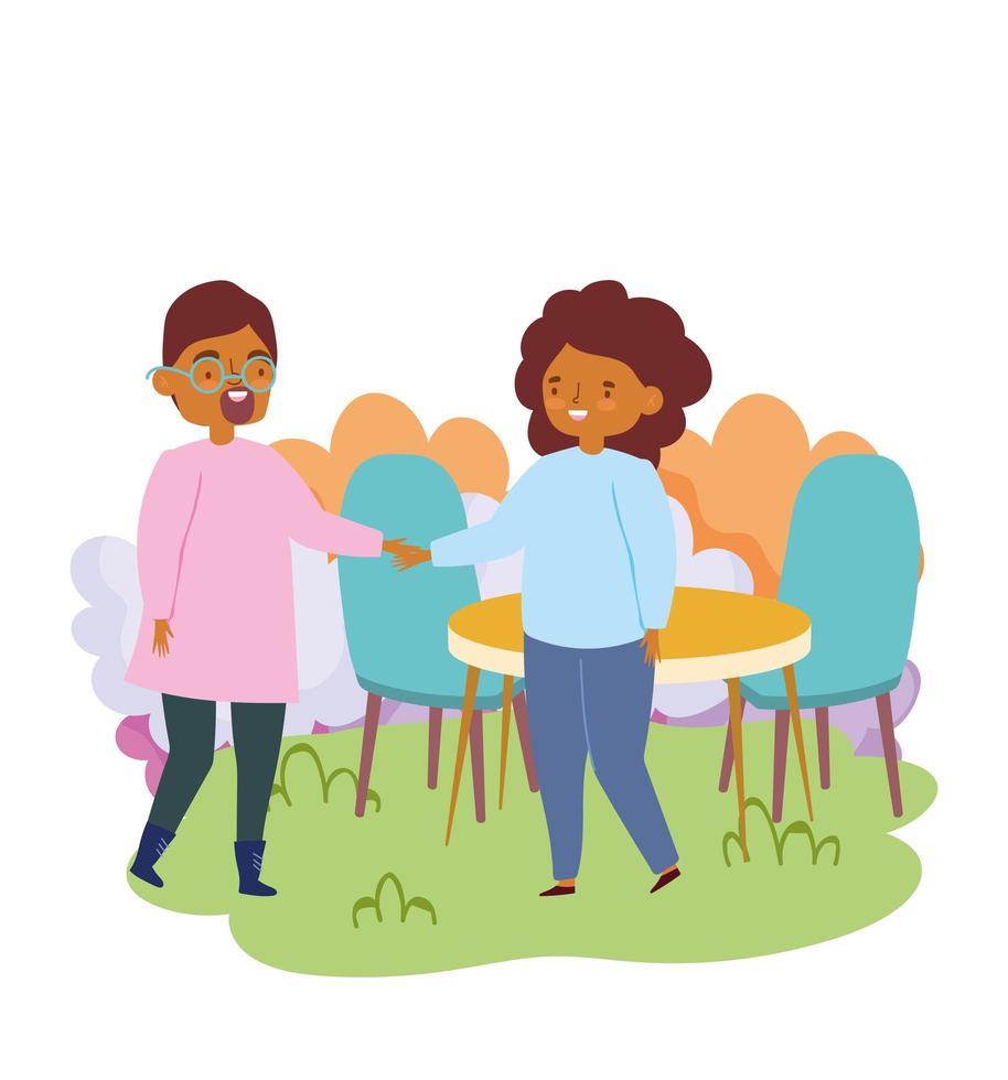 group of people together to celebrate a special event, man and woman holding hands in the park vector