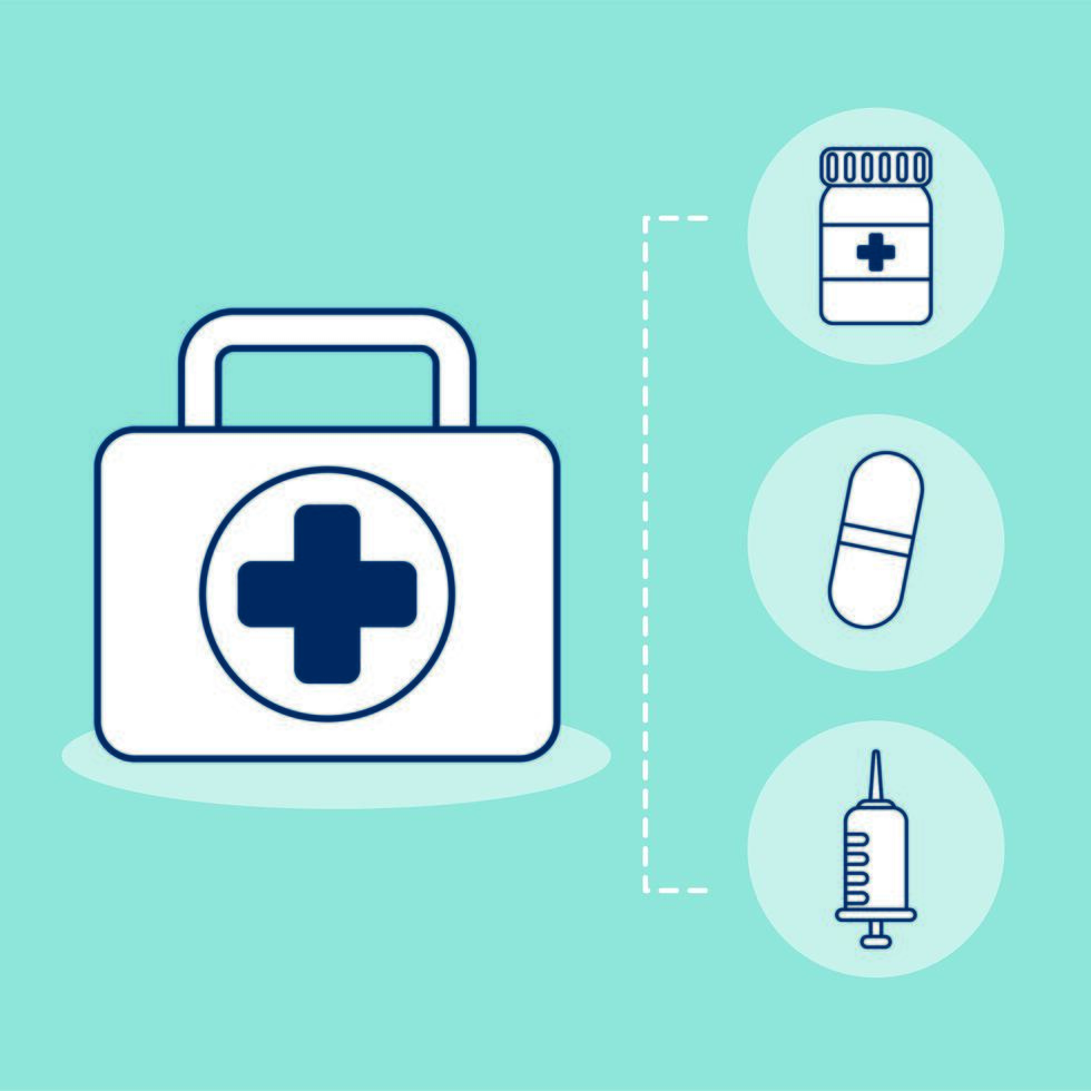 bundle of medical set icons vector