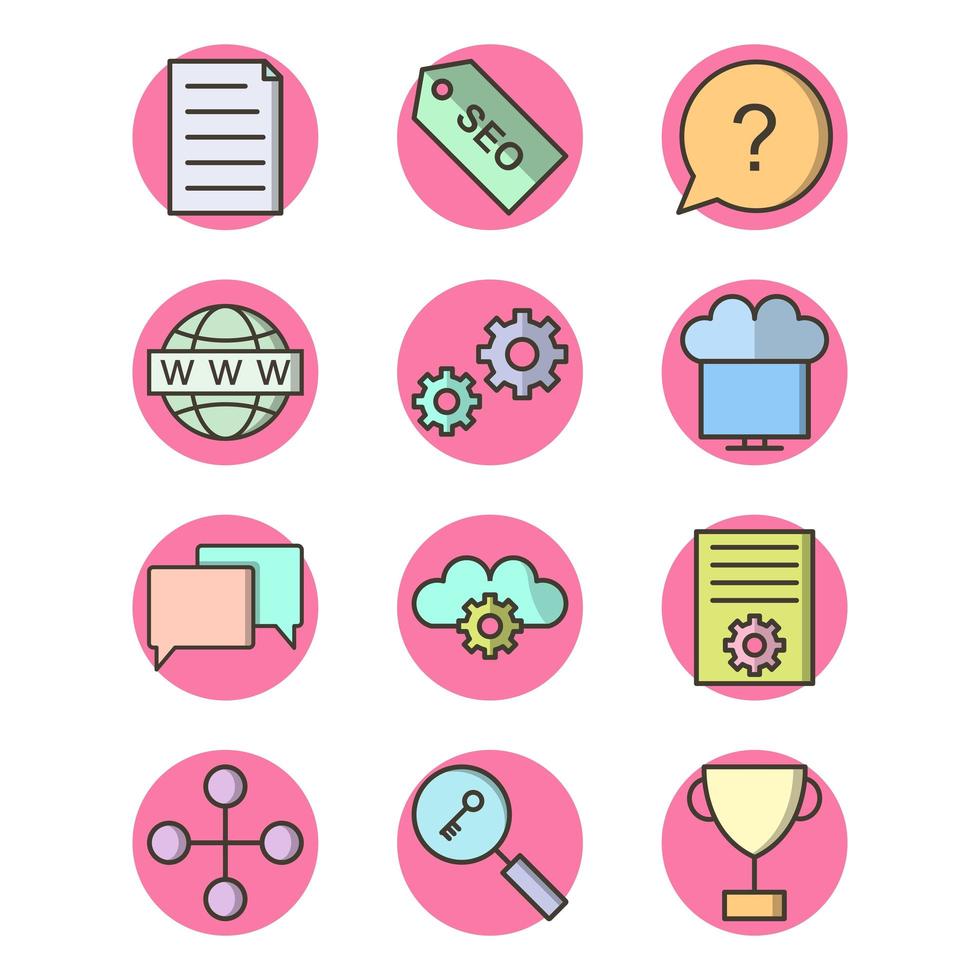 Icon Set Of Search Engine Optimization For Personal And Commercial Use... vector