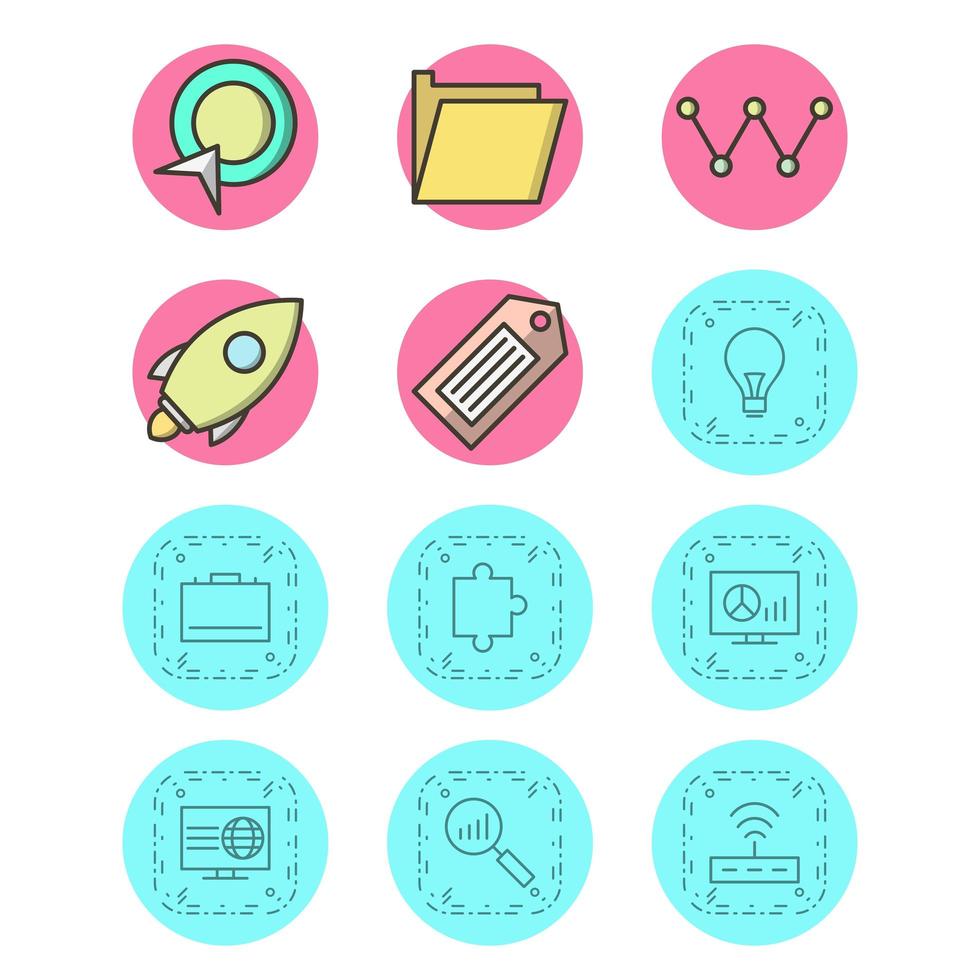 conjunto de iconos de optimización de motores de búsqueda para uso personal y comercial ... vector