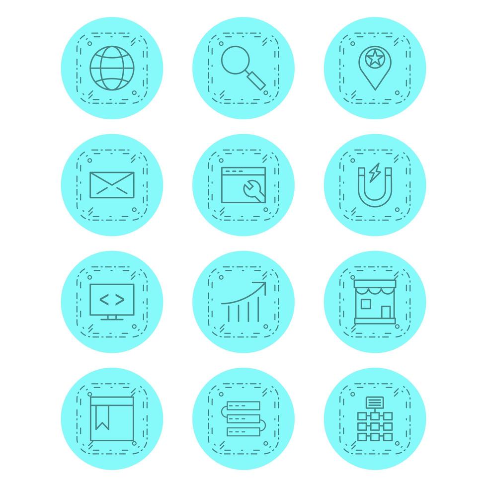Icon Set Of Search Engine Optimization For Personal And Commercial Use... vector