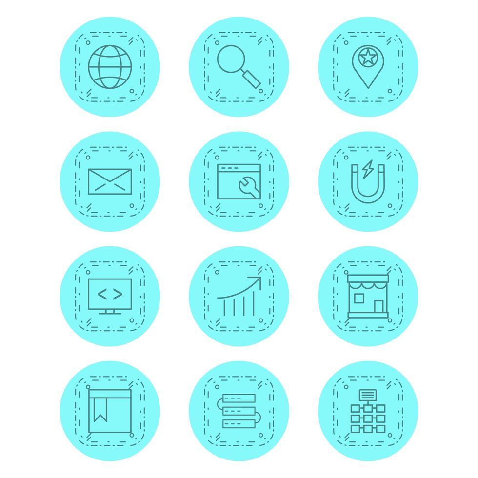 conjunto de iconos de optimización de motores de búsqueda para uso personal y comercial ... vector