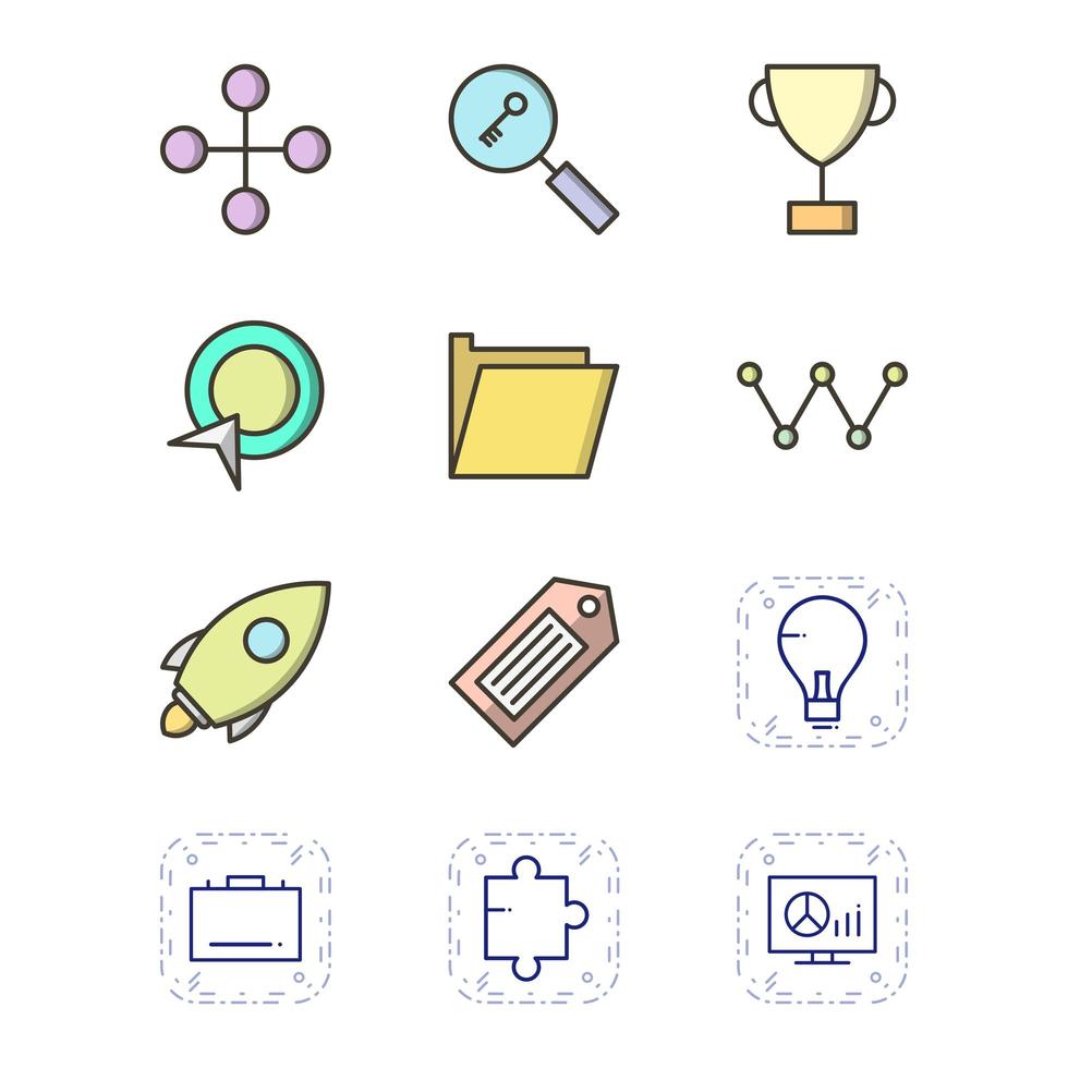 conjunto de iconos de optimización de motores de búsqueda para uso personal y comercial ... vector