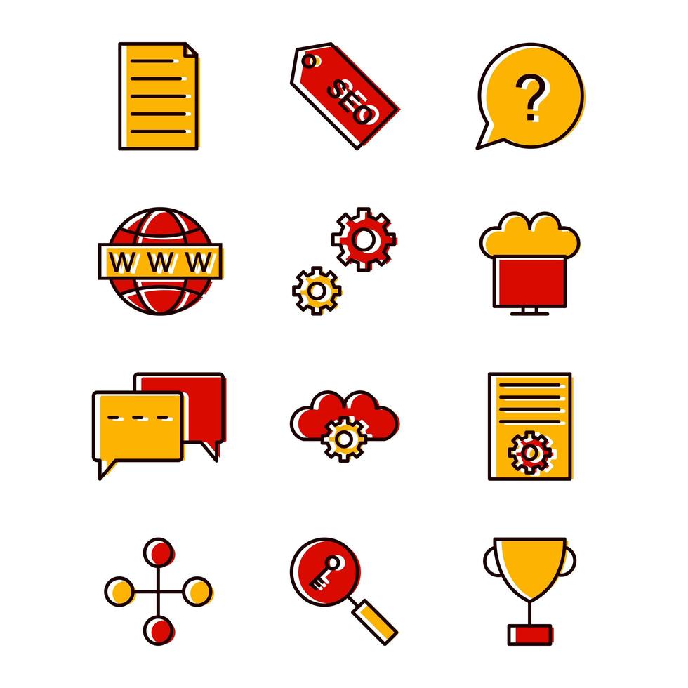 conjunto de iconos de optimización de motores de búsqueda para uso personal y comercial ... vector