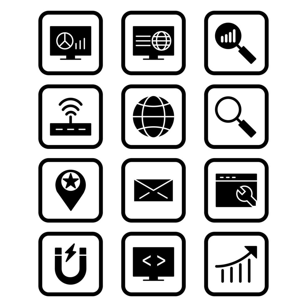 Icon Set Of Search Engine Optimization For Personal And Commercial Use... vector