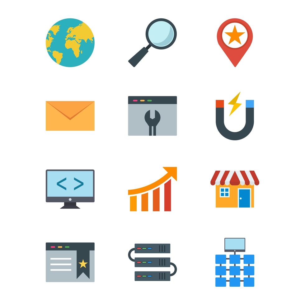 Icon Set Of Search Engine Optimization For Personal And Commercial Use... vector