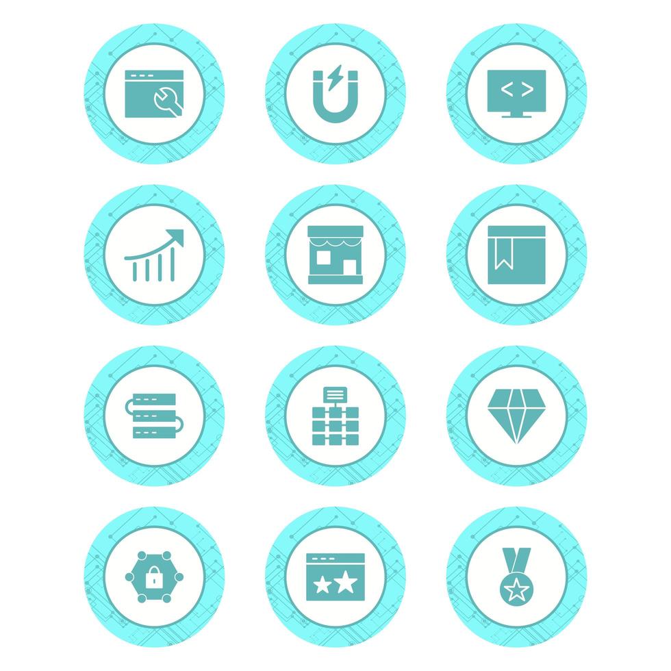 conjunto de iconos de optimización de motores de búsqueda para uso personal y comercial ... vector