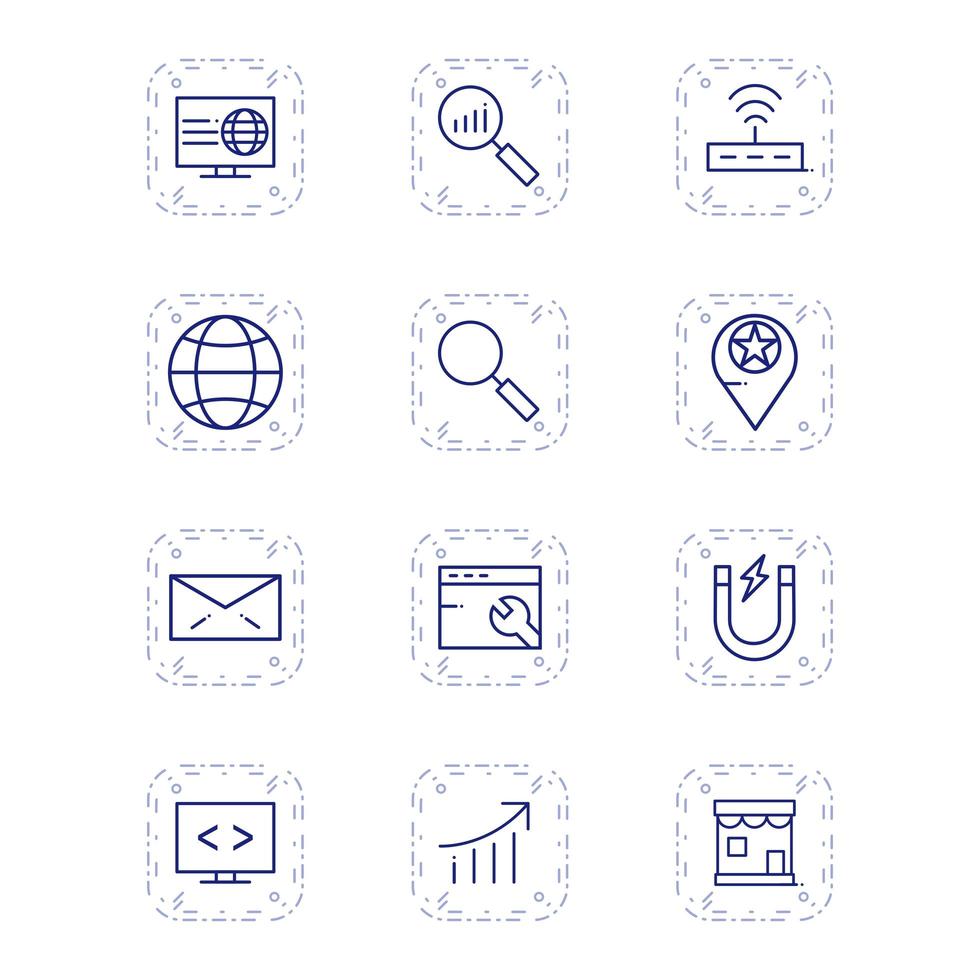 Icon Set Of Search Engine Optimization For Personal And Commercial Use... vector