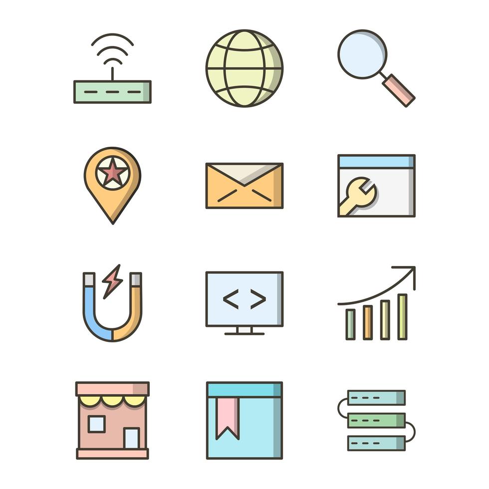 Icon Set Of Search Engine Optimization For Personal And Commercial Use... vector