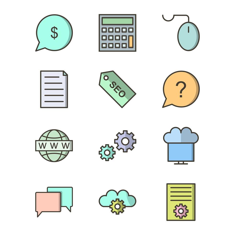 Icon Set Of Search Engine Optimization For Personal And Commercial Use... vector