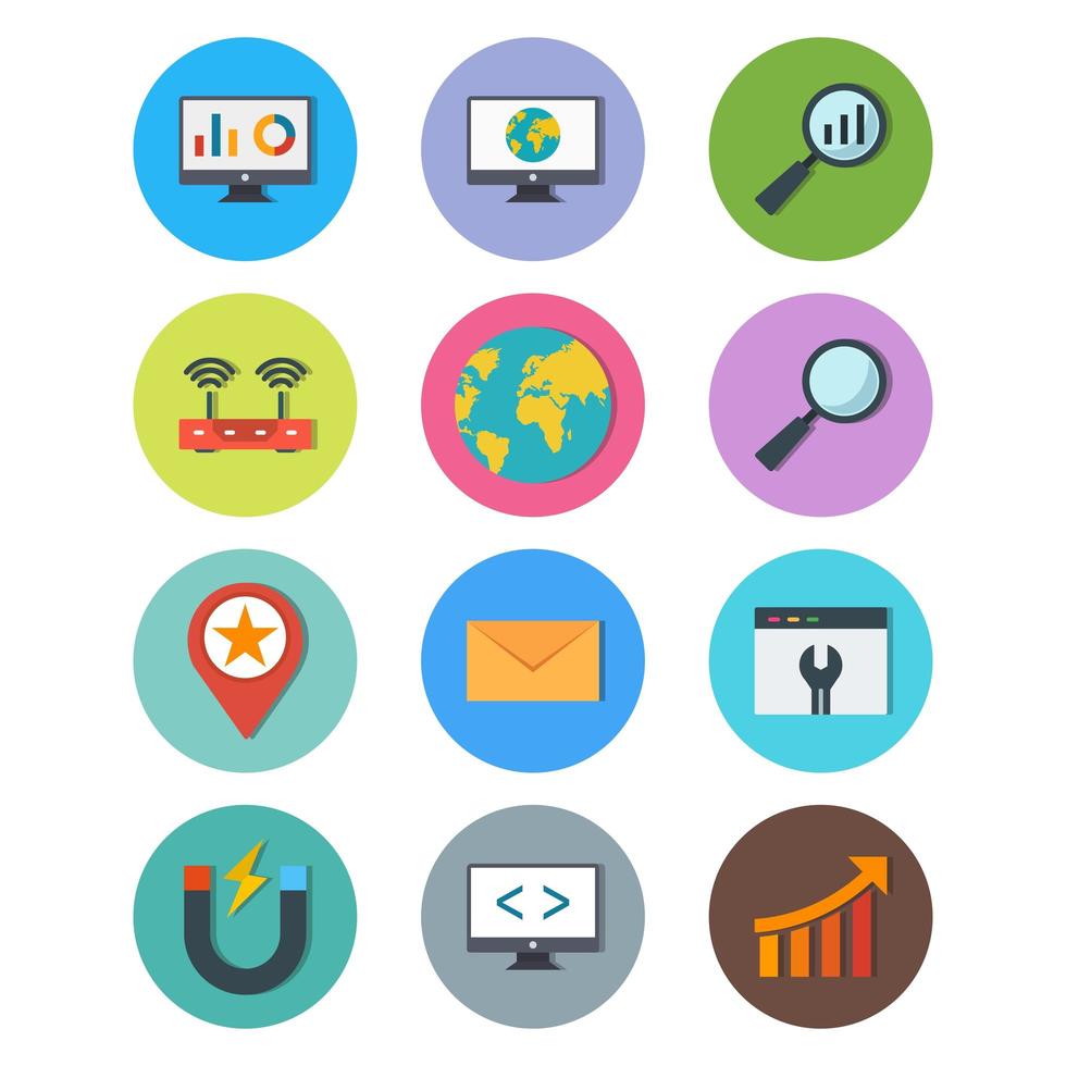 Icon Set Of Search Engine Optimization For Personal And Commercial Use... vector