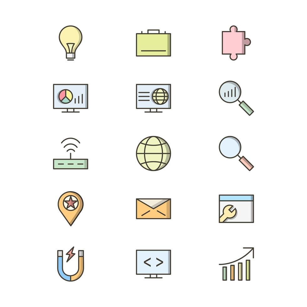 Icon Set Of Search Engine Optimization For Personal And Commercial Use... vector