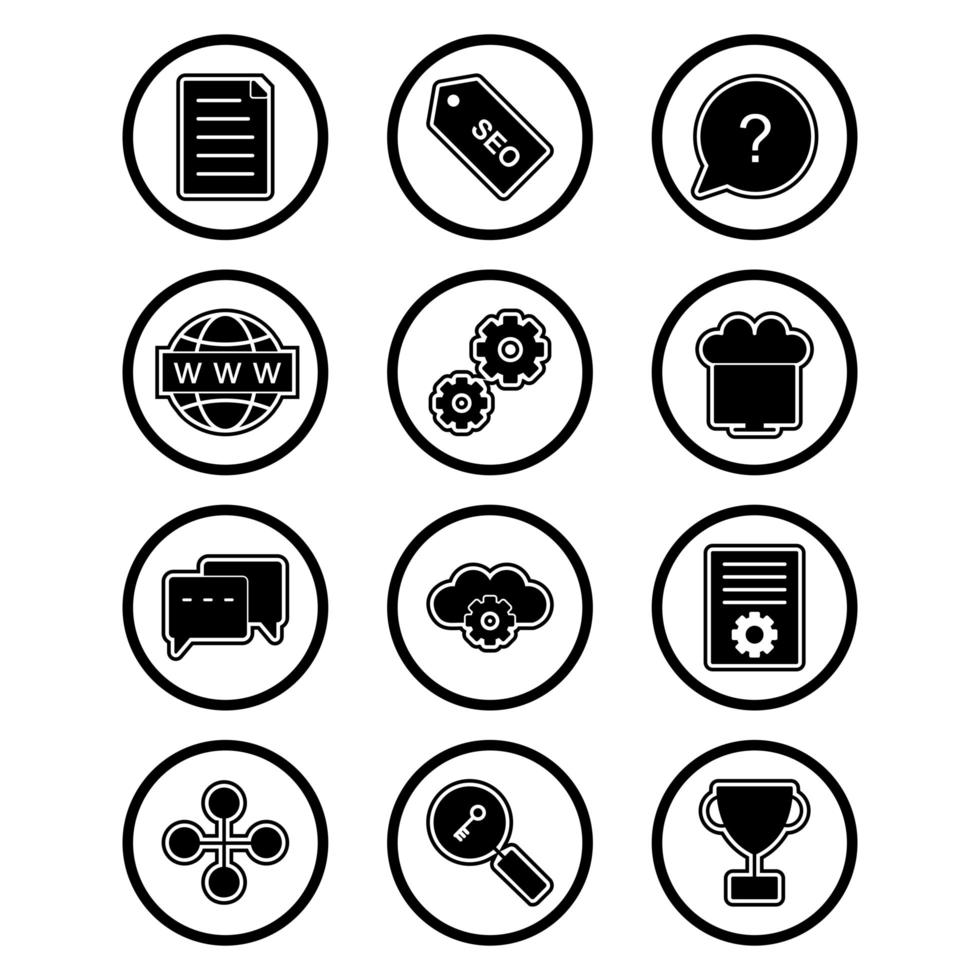 conjunto de iconos de optimización de motores de búsqueda para uso personal y comercial ... vector