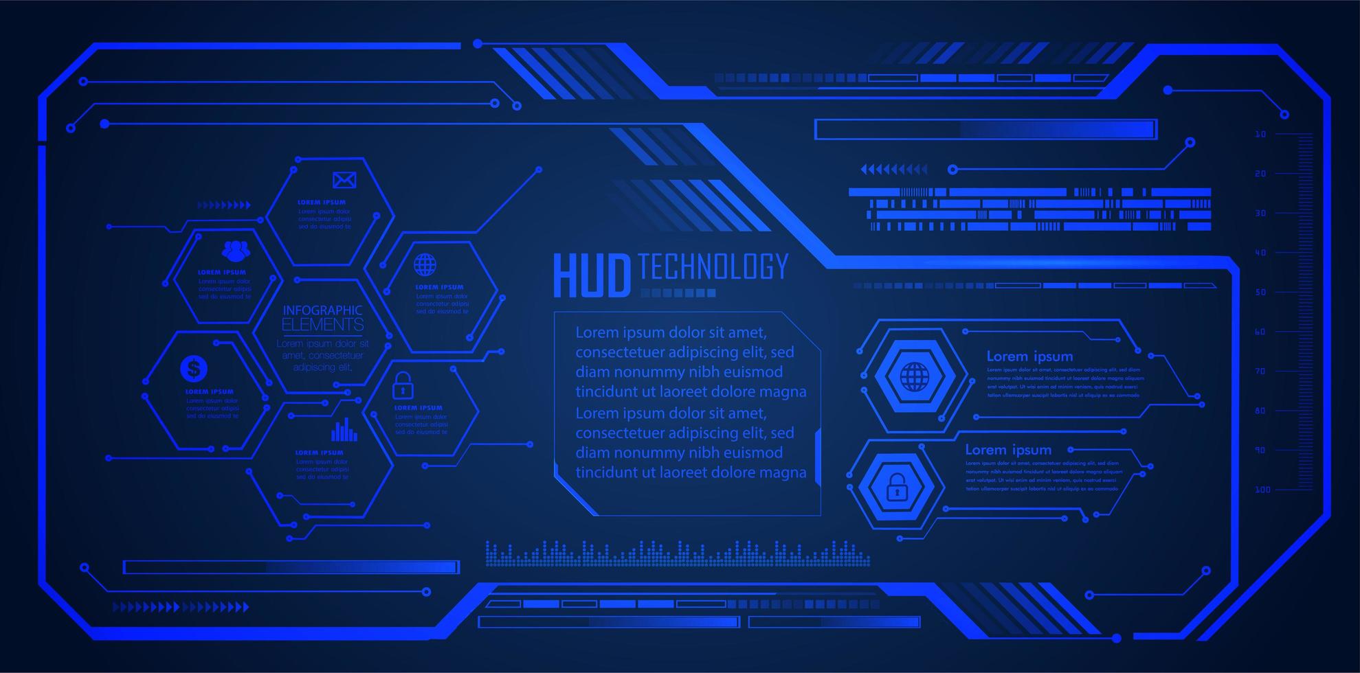 futuro y tecnología fondo de holograma azul vector