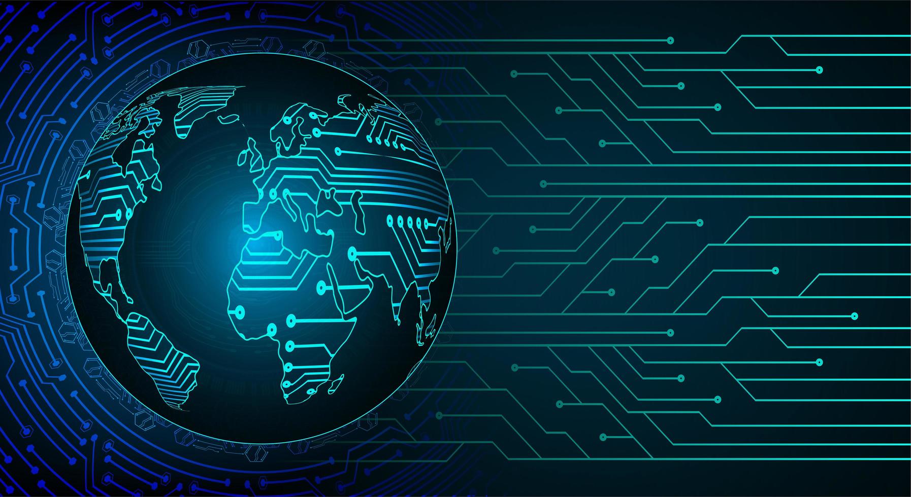 Future and technology blue hologram background with world map vector