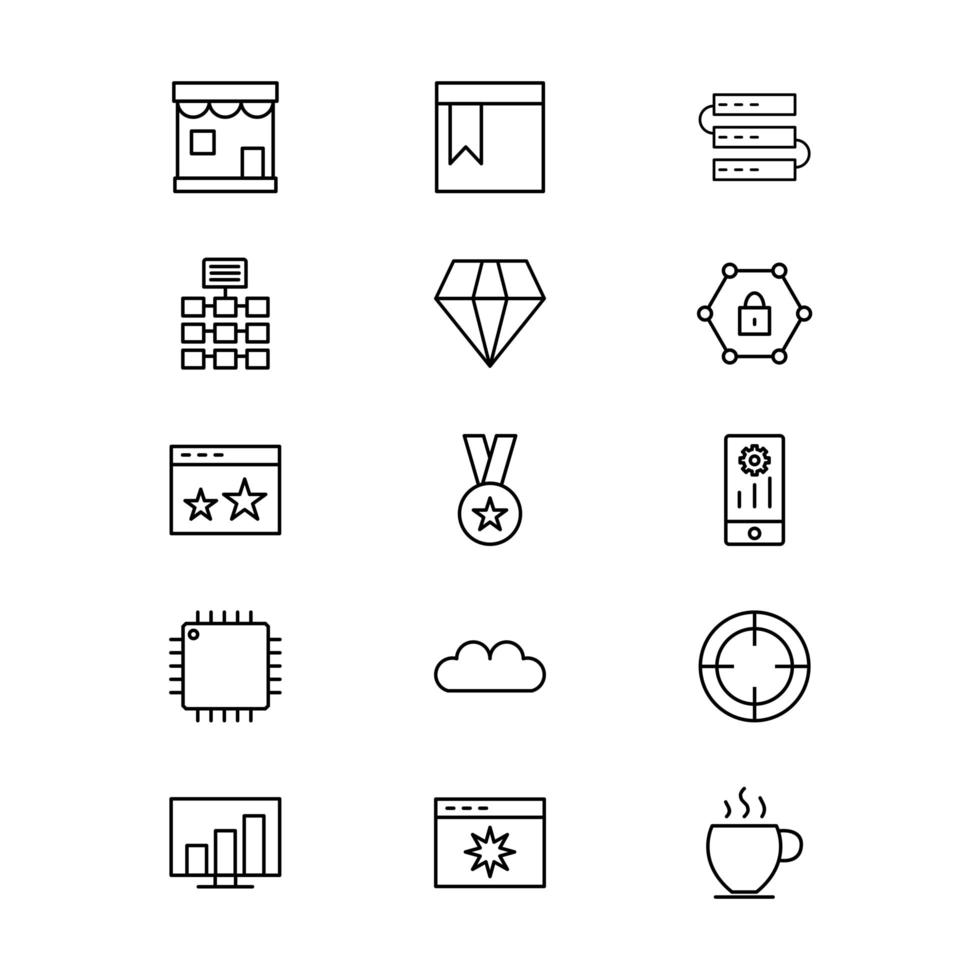 conjunto de iconos de optimización de motores de búsqueda para uso personal y comercial ... vector