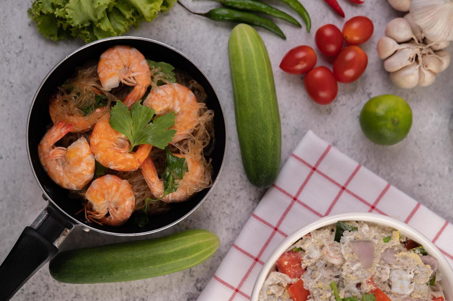 Shrimp and a baked casserole photo