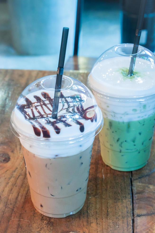 Two frozen coffees on a table photo