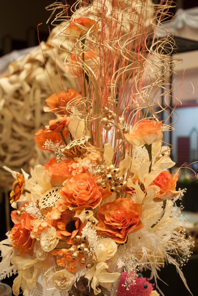 White and orange dried flowers photo