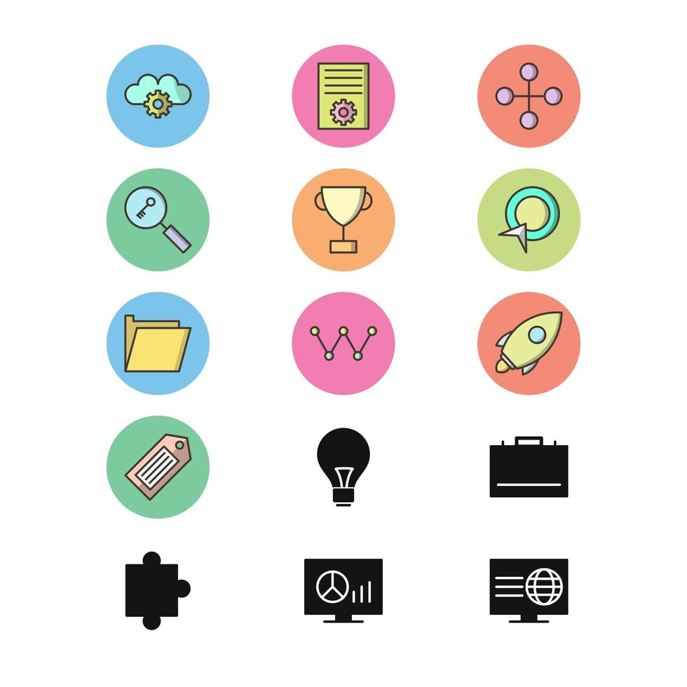 conjunto de iconos de optimización de motores de búsqueda para uso personal y comercial ... vector