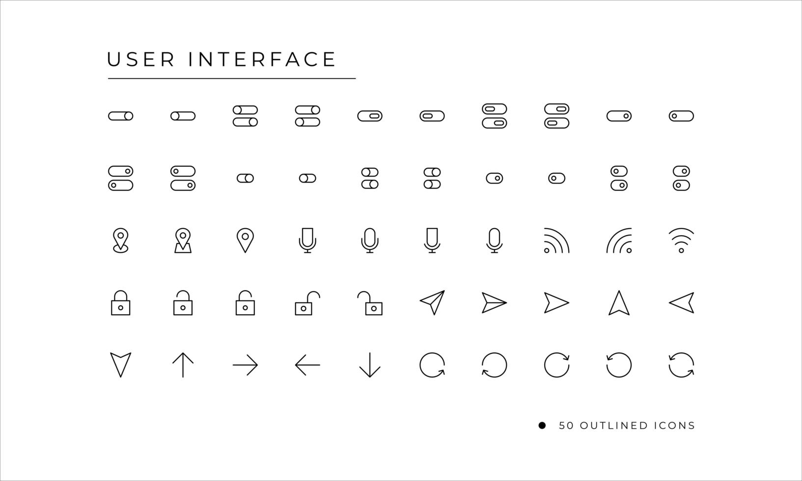 User Interface Icon set with outlined style vector