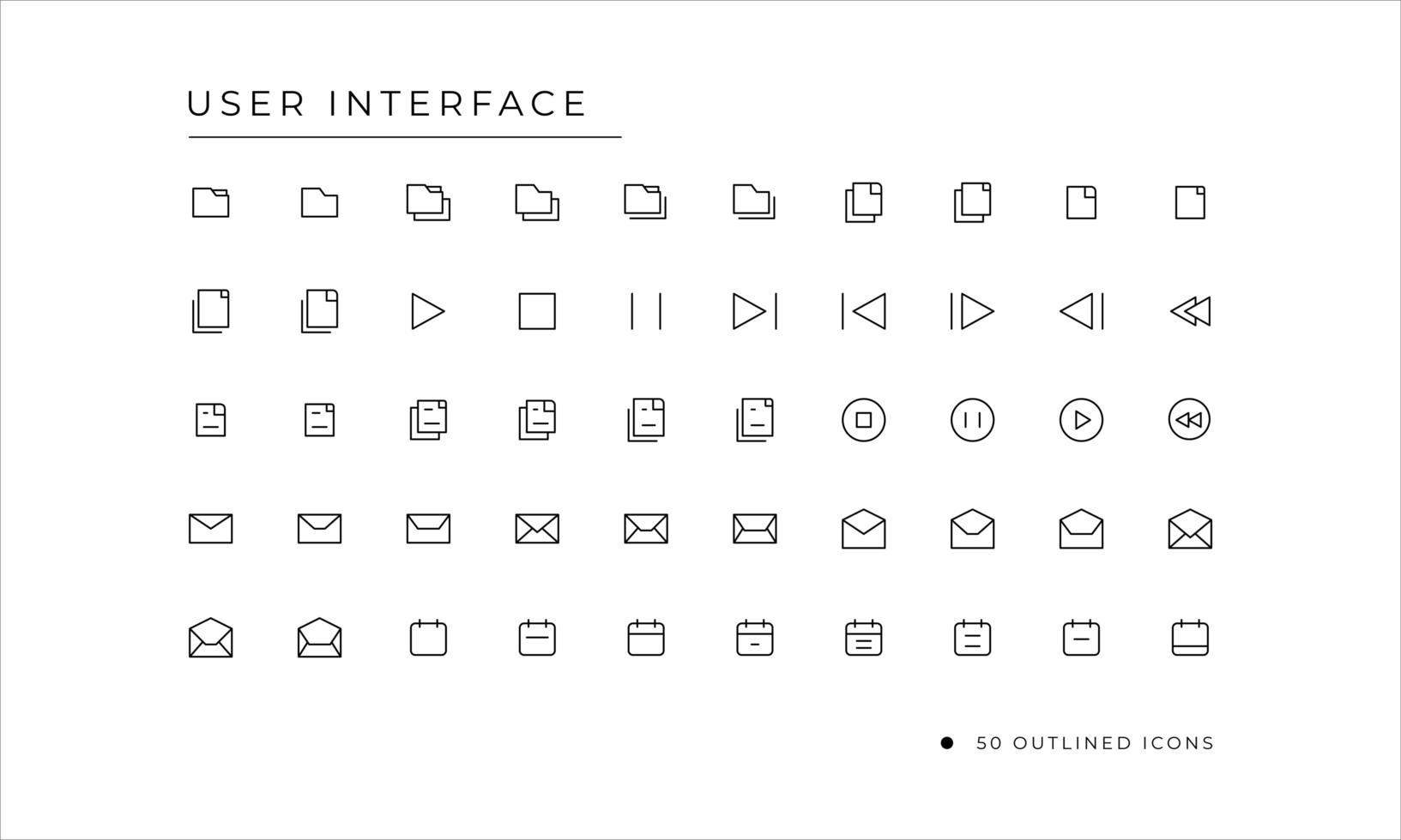 User Interface Icon set with outlined style vector