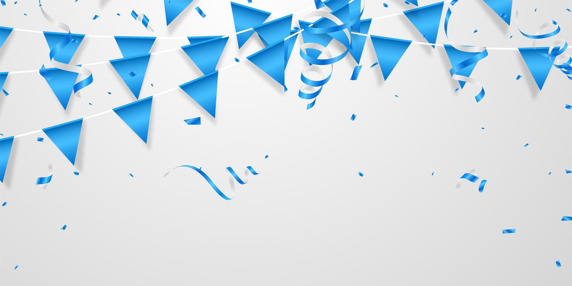 party flag and blue confetti concept design vector