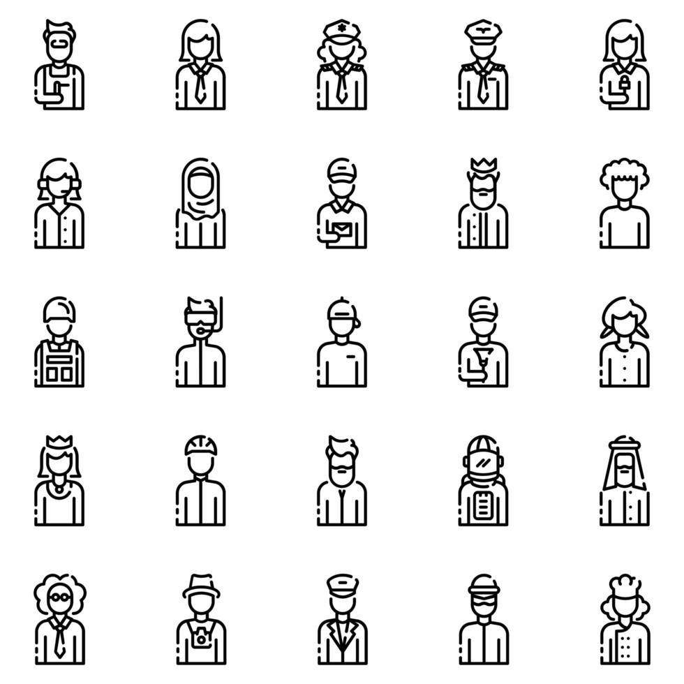 Avatars Outline Icon Set Vol2 vector