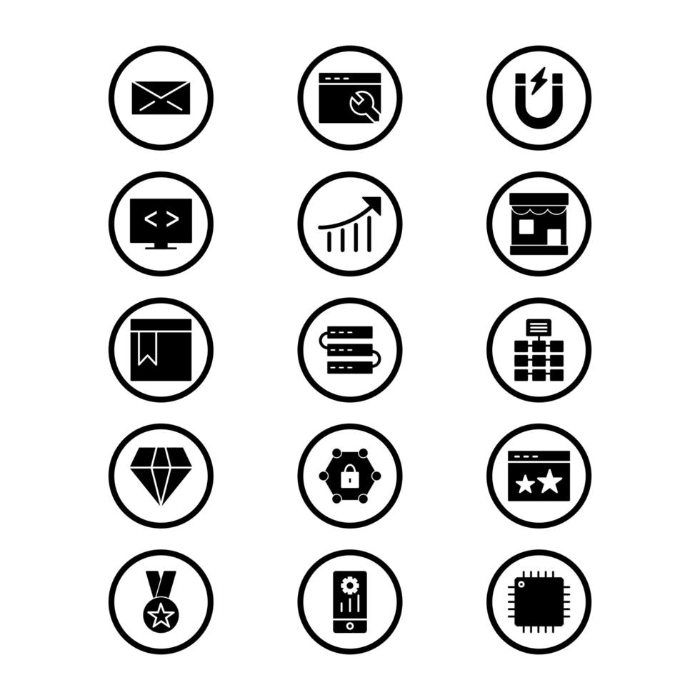 conjunto de iconos de optimización de motores de búsqueda para uso personal y comercial ... vector