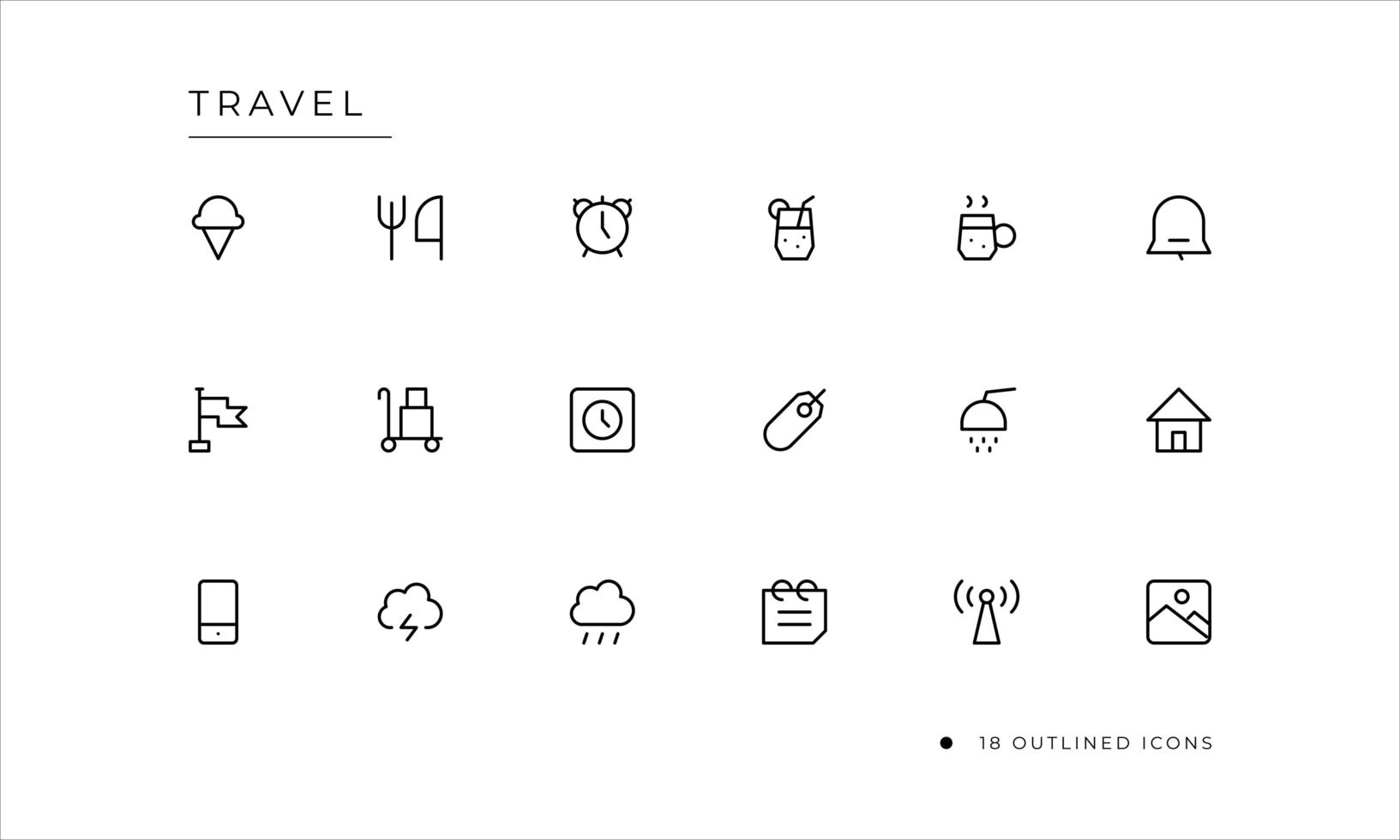 Travel icon set with outlined style vector