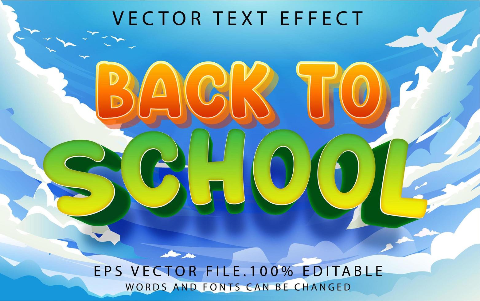 efecto de texto de regreso a la escuela vector