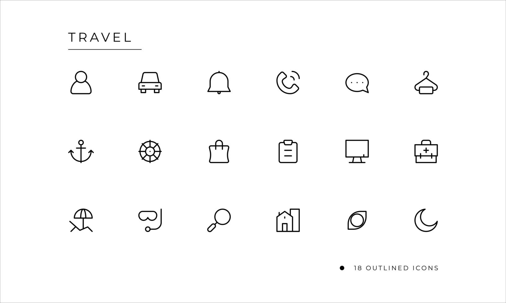 Travel icon set with outlined style vector