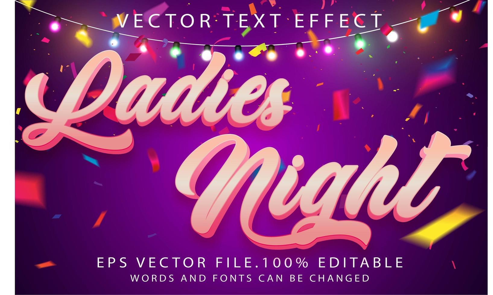 efecto de texto noche de damas vector