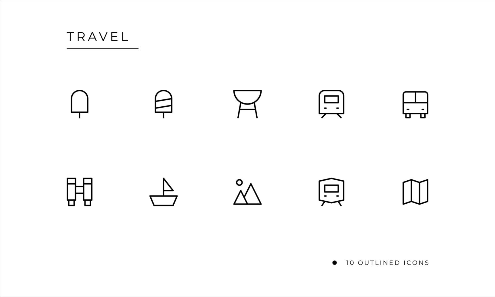 Travel icon set with outlined style vector