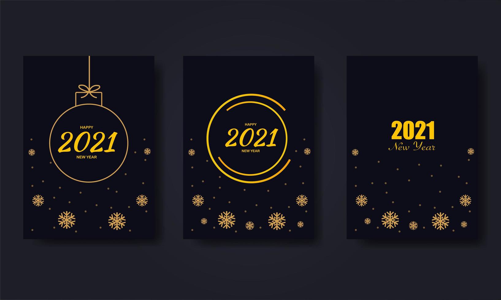 Gold New Year 2021 Cards Template vector